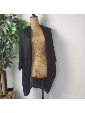 Mudd Black Sheer Shrug Cardigan Sweater Open Front Medium
